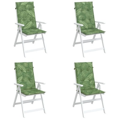 vidaXL Poduszki na krzesła ogrodowe, 4 szt., wzór w liście, tkanina