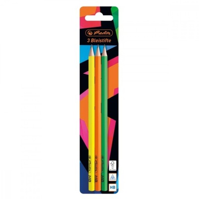 Ołówek HB trójkątny 3szt niełamliwy Neon HERLITZ