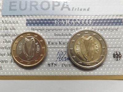 Irlandia 2002-2005 Set monet obiegowych Euro , Certyfikat 8 x UNC