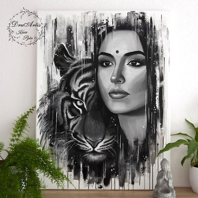 Duch Indii - obraz na płótnie 60x80 cm | Tygrys