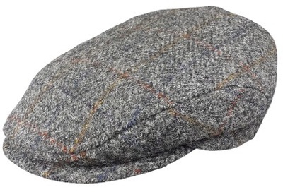 angielski kaszkiet HARRIS TWEED szkocka wełna krata 58cm czapka męska