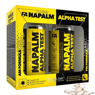 FA NAPALM ALPHA TEST AM/PM 240tab ODPORNOŚĆ TESTOSTERON LIBIDO BOOSTER MASA