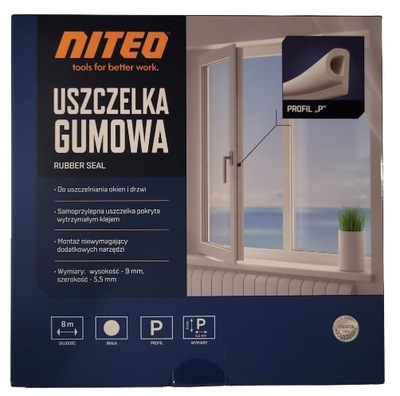 NITEO Uszczelka gumowa dł. 8m 9x5,5mm profil P