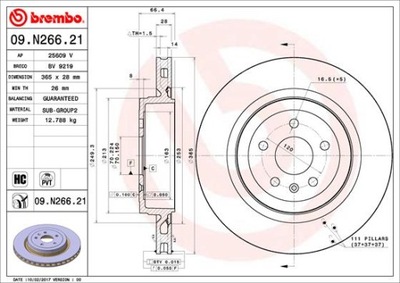 DISCS BRAKE REAR BREMBO 09.N266.21 09N26621  