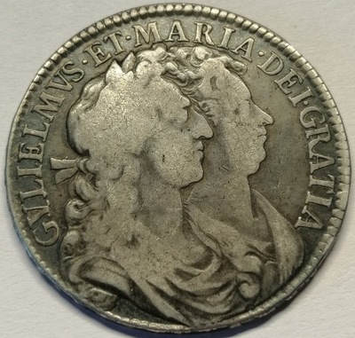 Wielka Brytania Wilhelm III i Maria II Stuart 1/2 Korony 1689 RZADKA