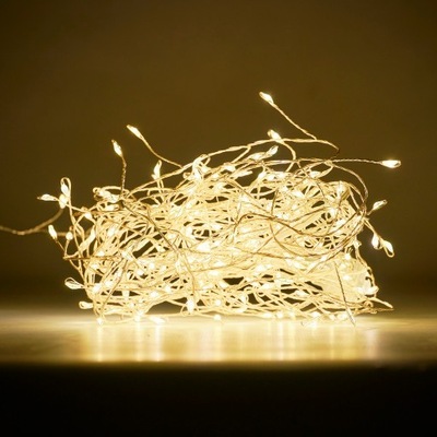 Lampki LED łańcuch druciki girlanda sopelki ślub wesele 6m 200LED ciepły bi