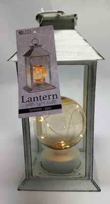Latarenka z żarówką LED 14 x 29 cm biała kula