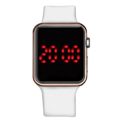 Silikonowy zegarek cyfrowy – biały/brązowy