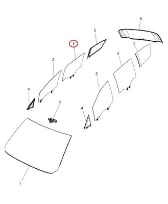 Chrysler pacifica 2017- 2020 скло двері правий задня фото №1