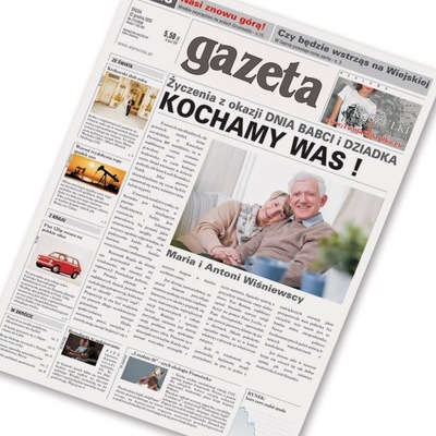 gazeta ze zdjęciem i tekstem dla babci i dziadka - dzień babci i dziadka