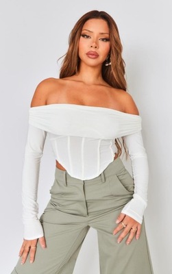 PRETTYLITTLETHING GORSETOWA BLUZKA ODKRYTE RAMIONA 97A NG4__XL