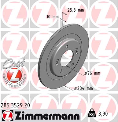 ZIMMERMANN 285.3529.20 ДИСК ТОРМОЗНОЙ