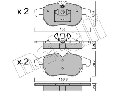 METELLI 22-0540-0 КОМПЛЕКТ КОЛОДОК ТОРМОЗНЫХ, HAMU