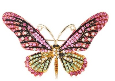 Broszka oryginalna duży motyl motylek różowy HIT