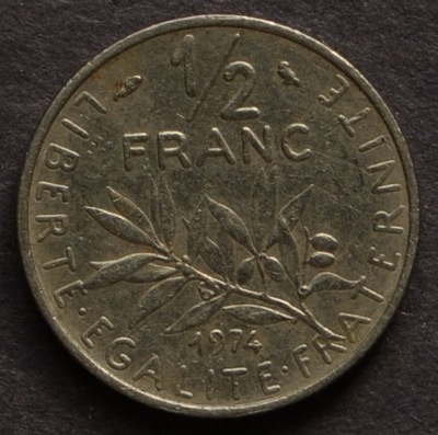 Francja - 1/2 franka 1974