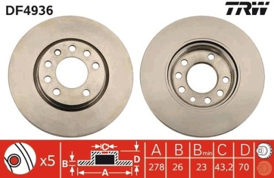 DISKU STABDŽIŲ OPEL PRIEK. CORSA 1,4/1,7 CDTI 06-14 DF4936 