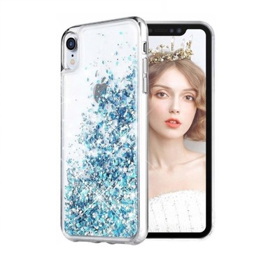 Etui do IPHONE XR BROKAT LIQUID GLITTER niebieskie