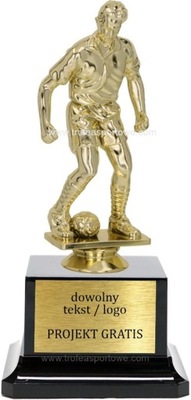 złota statuetka piłka nożna zawodnik 18cm +grawer