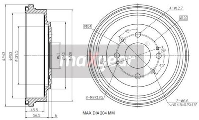 Maxgear 19-3192 Bęben hamulcowy - milautoparts-fr.ukrlive.com