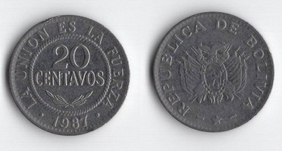 BOLIWIA 1987 20 CENTAVOS
