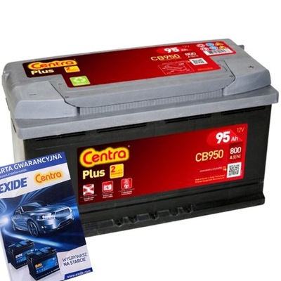 Акумулятор centra plus cb950 95ah 800a p+ фото №1