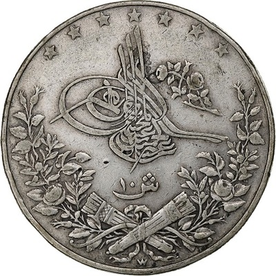 Egipt, Abdul Hamid II, 10 Qirsh, 1884/AH1293, Berl