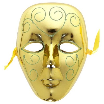 MASKA złota ZDOBIENIA brokatowe GŁADKA maska