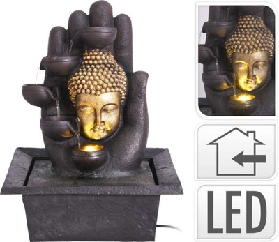 Fontanna pokojowa z oświetleniem LED Budda