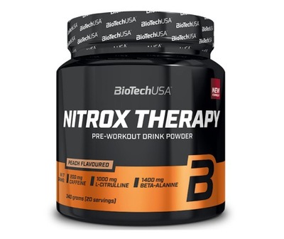 BioTech USA Nitrox Therapy 340 g Mocna Przedtreningówka Pompa Brzoskwinia