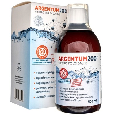 AURA ARGENTUM 200 SREBRO KOLOIDALNE 500 ML SKÓRA