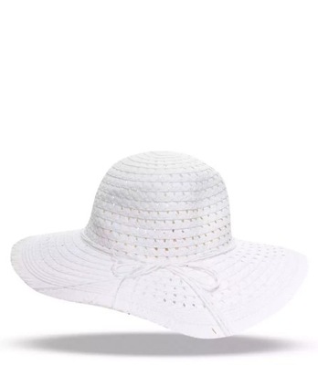 Ażurowy damski kapelusz słomkowy z rafii modny (Biały)