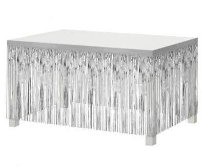 Dekoracja na brzeg stołu frędzle srebrna 80x300 cm