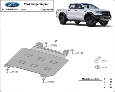 PARTE INFERIOR PROTECCIÓN CAJAS DE TRANSMISIÓN FORD RANGER RAPTOR 20-2022  