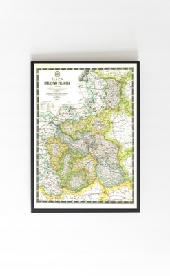 Stara mapa Krolestwo Polskie 1904 r. 70x50cm
