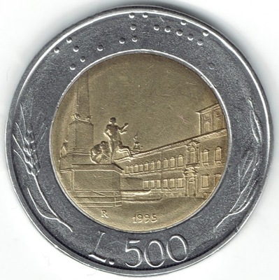 Włochy 500 lire lirów 1995 Italia