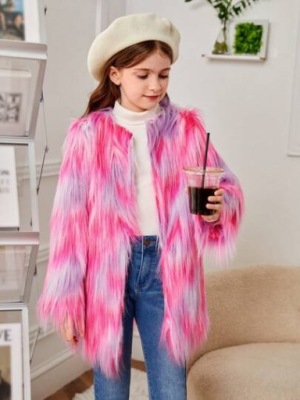 SHEIN RÓŻOWO FIOLETOWE FUTRO DZIECIĘCE 9Y 61631