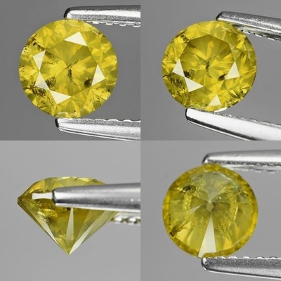 Naturalny brylant 1.03ct , I2, cert. IGI żólty