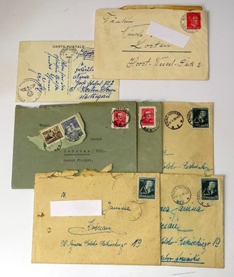 Zestaw kopert całości pocztowych feldpost 1944 do lat 50 tych Kościan