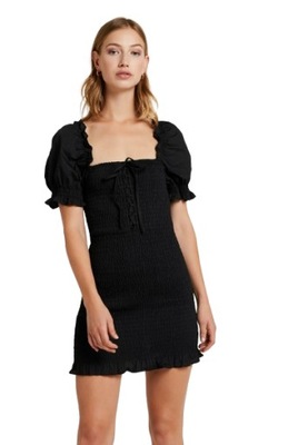 Glamorous czarna marszczona sukienka mini 40 (L)