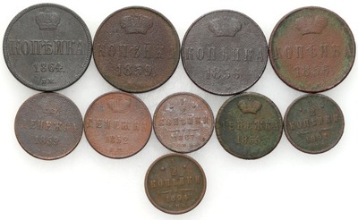 ROSJA/POLSKA. Zestaw monet XVIII-XX wiek – MIEDŹ