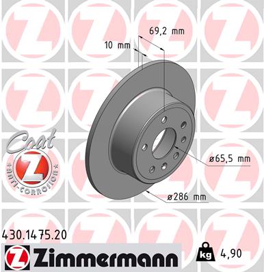 ZIMMERMANN 430.1475.20 ДИСК ТОРМОЗНОЙ