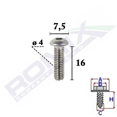 PERNO DEFLECTORES UNIVERSAL M4X16 X10SZT  