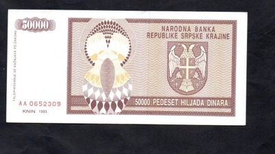 BANKNOT SERBSKA KRAINA -- 50000 DINARÓW -- 1993 rok