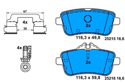 ATE ZAPATAS DE FRENADO PARTE TRASERA MERCEDES GL X166 GLE C292 GLE W166 GLS X166  