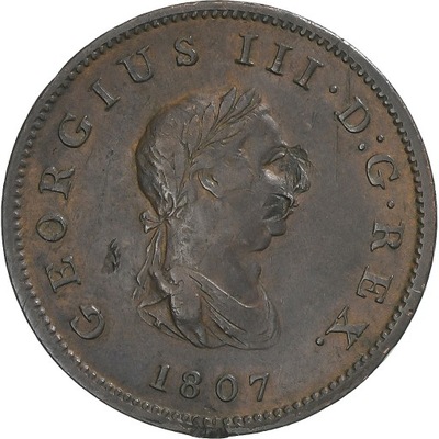 Wielka Brytania, George III, 1/2 Penny, 1807, EF(4