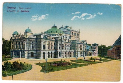 Pocztówka 1914 Kraków Teatr Miejski Feldpost cenzu