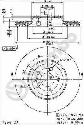 ДИСК ТОРМОЗНОЙ ALFA ROMEO 156 2,0-2,5 V6 97-05