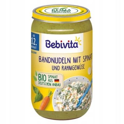 BEBIVITA BIO MAKARON SZPINAK SOS ŚMIETANOWY 12m