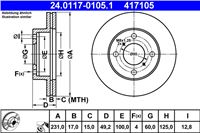 ATE DISKU STABDŽIŲ PRIEK. 231X17 V SUZUKI ALTO VI 04-/WAGON R+ 97- 