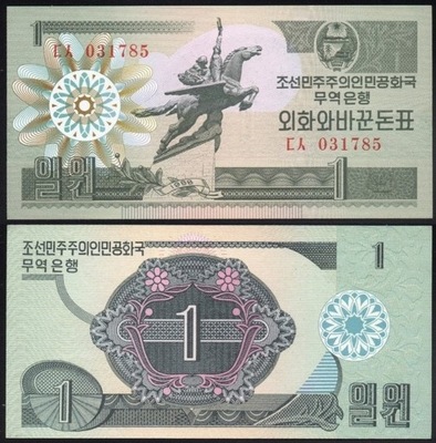 $ Korea Północna 1 WON P-27 UNC 1988